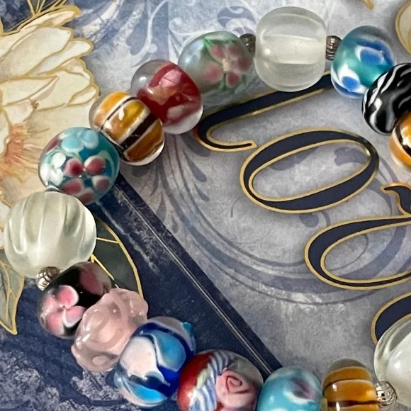 Handcrafted Boho Glass Bead Bracelet - Picture 2 of 2